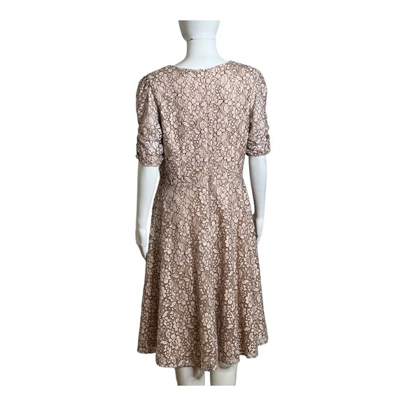 Eliza J Women's Dress Midi Fit Flare Puff Elbow sleeve Lace Jacquard Dress - Picture 5 of 13